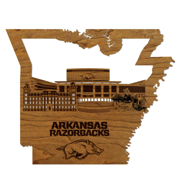 University of Arkansas Skyline Wall Hanging – Crafted from Cherry and  Maple Wood - Arkansas Razorbacks