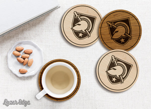 West Point University Army Shield Coaster – Crafted from Cherry or Maple Wood – West Point Black Knights