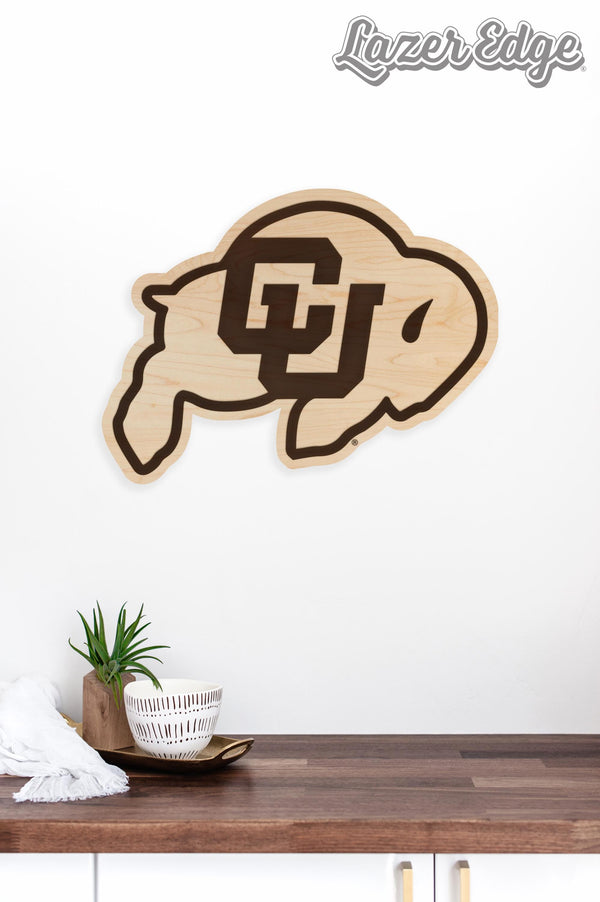 University of Colorado Buffaloe Wall Hanging - Crafted from Cherry and Maple Wood - Colorado Buffaloes