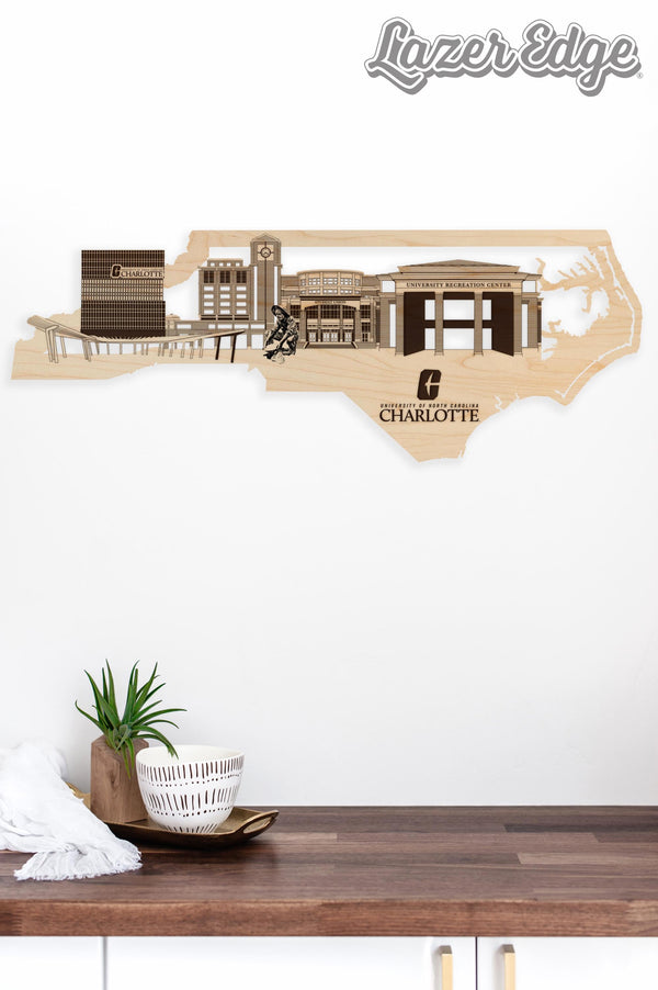 University of North Carolina Charlotte Skyline Wall Hanging – Crafted from Cherry and  Maple Wood - UNCC 49ers