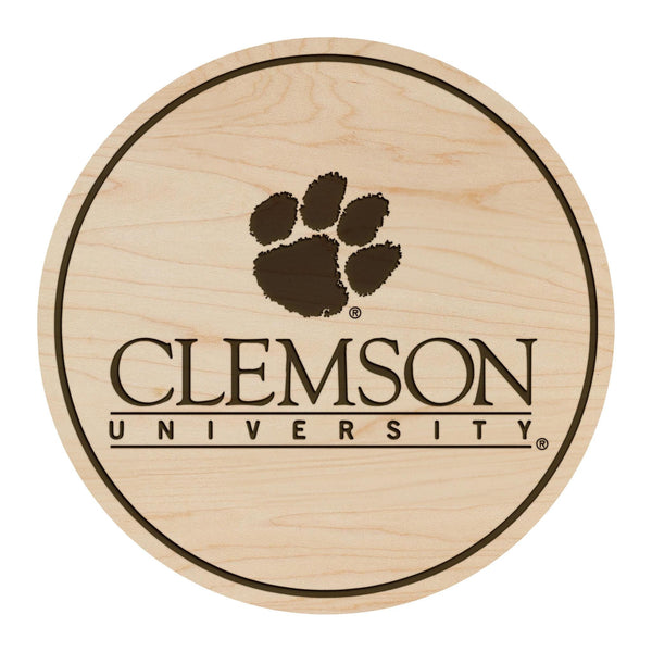 Clemson University Wordmark Coaster – Crafted from Cherry or Maple Wood – Clemson Tigers