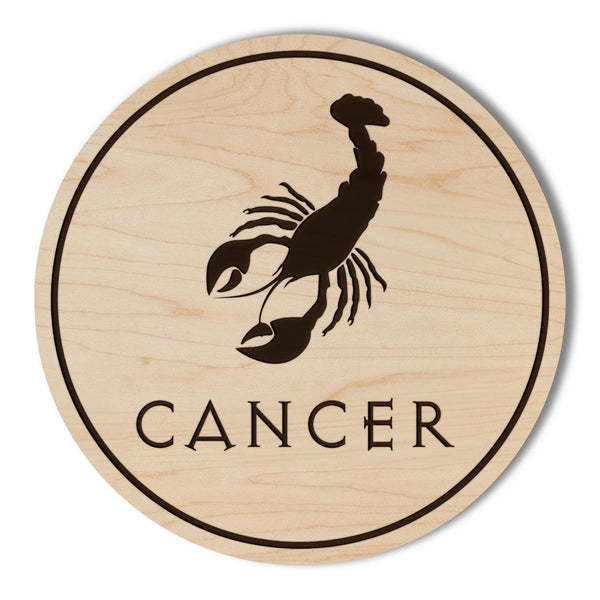 Cancer Symbol Zodiac Coaster – Crafted from Cherry or Maple Wood