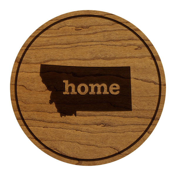 Montana Home State Map Coaster - Crafted from Cherry or Maple Wood