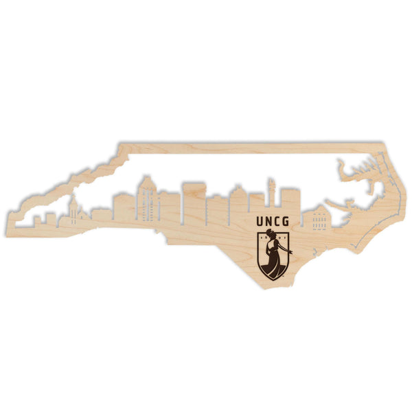 University of North Carolina Greensboro Skyline Wall Hanging – Crafted from Cherry and  Maple Wood