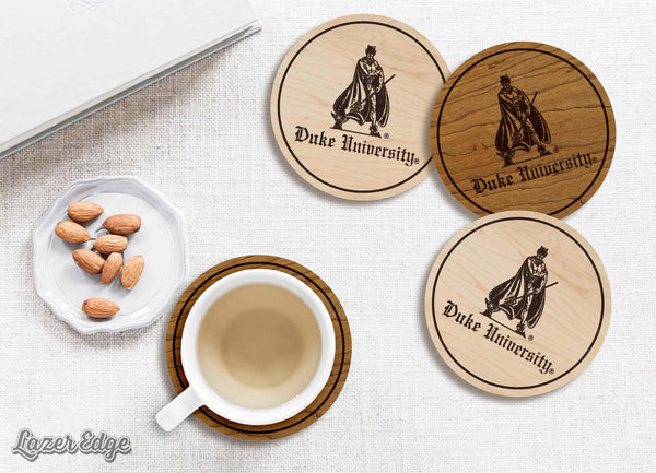 Duke Blue Devils Gothic Logo Coaster– Crafted from Cherry or Maple Wood – Duke University