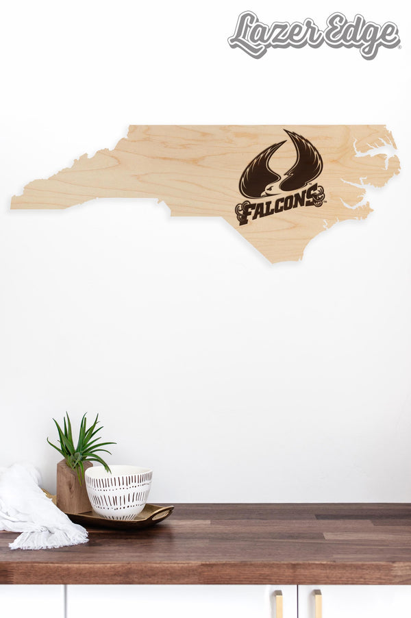 Saint Augustine's University Falcons on State Wall Hanging - Crafted from Cherry or Maple Wood -  SAU Falcons