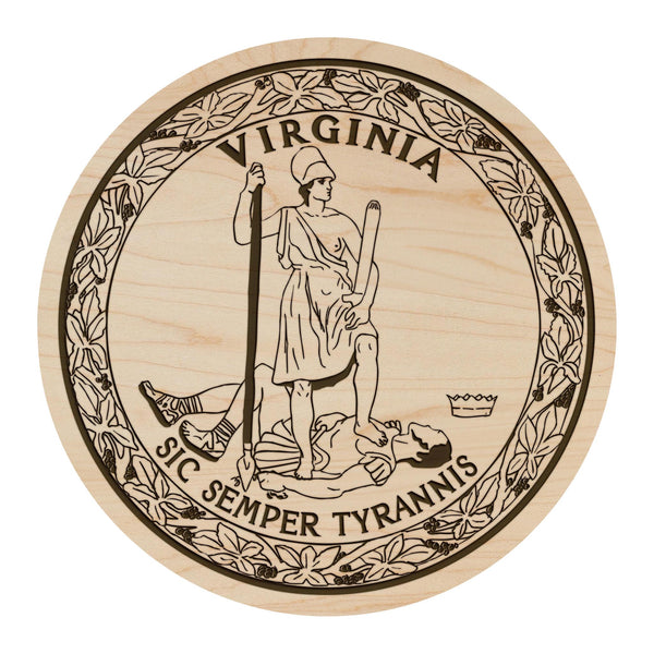 Virginia State Flag Coaster - Crafted from Cherry or Maple Wood