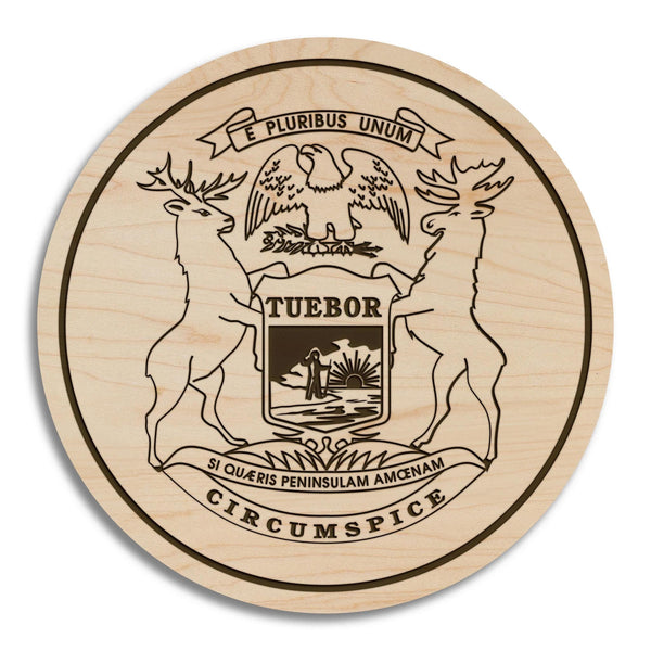 Michigan State Flag Coaster - Crafted from Cherry or Maple Wood