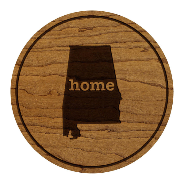 Alabama Home State Map Coaster - Crafted from Cherry or Maple Wood