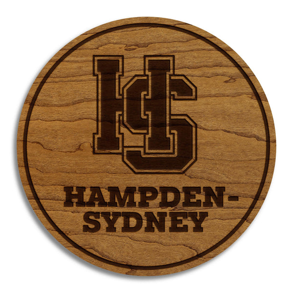 Hampden-Sydney College Wordmark Coaster – Crafted from Cherry or Maple Wood – Hampden-Sydney Tigers