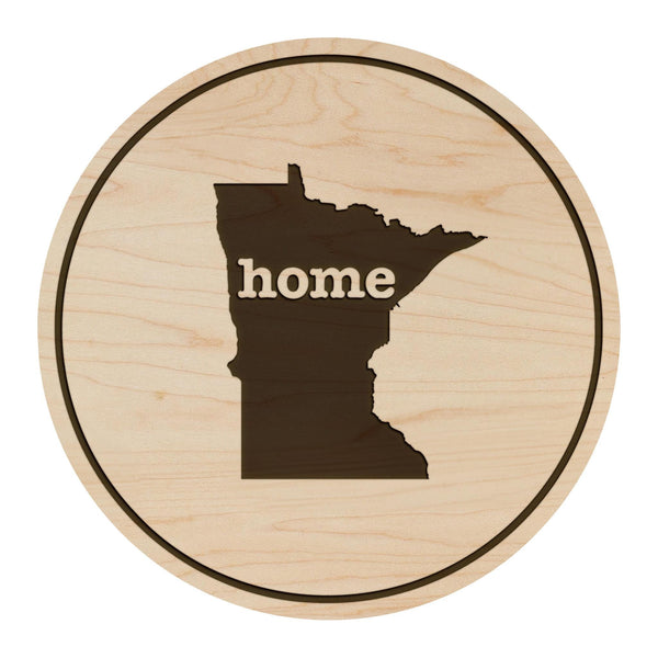 Minnesota Home State Map Coaster - Crafted from Cherry or Maple Wood