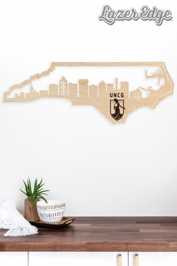 University of North Carolina Greensboro Skyline Wall Hanging – Crafted from Cherry and  Maple Wood
