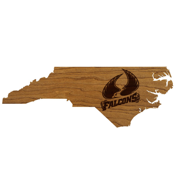 Saint Augustine's University Falcons on State Wall Hanging - Crafted from Cherry or Maple Wood -  SAU Falcons
