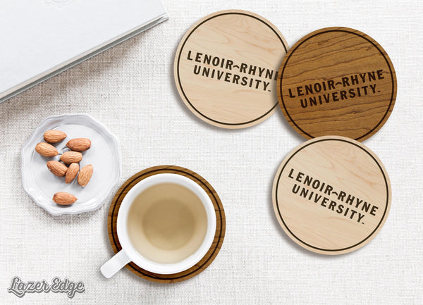 Lenoir-Rhyne University Wordmark Coaster - Crafted from Cherry or Maple Wood - Lenoir-Rhyne Bears