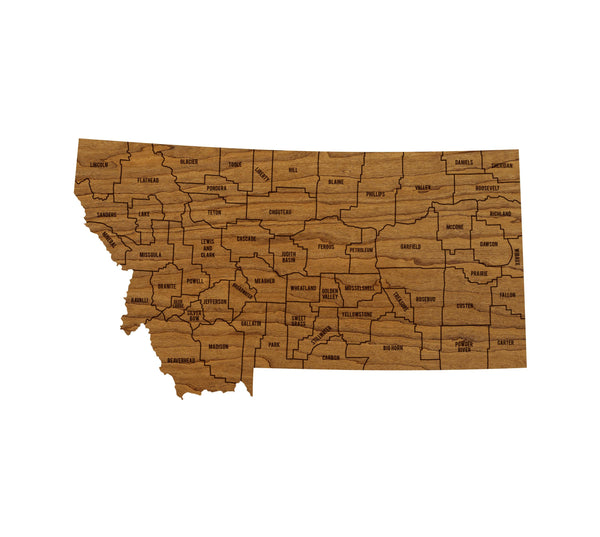 Montana County Map Wall Hanging - Crafted from Cherry or Maple Wood