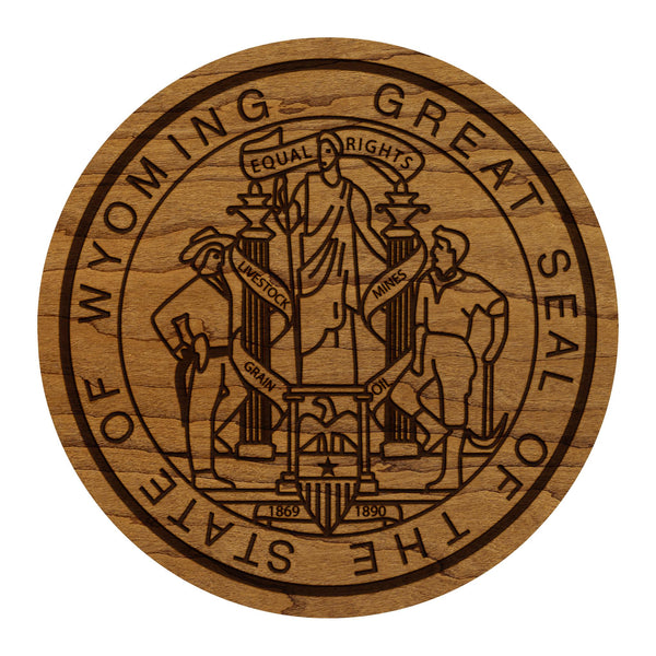 Wyoming State Flag Coaster - Crafted from Cherry or Maple Wood