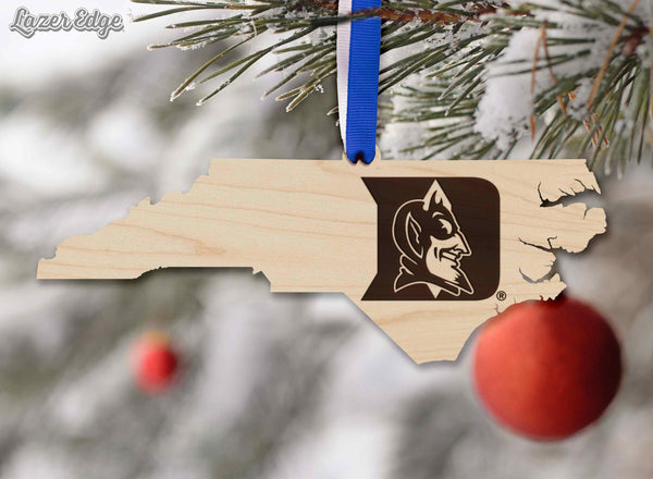 Duke Blue Devils Devil D on State Ornament – Crafted from Cherry and Maple Wood – Duke University