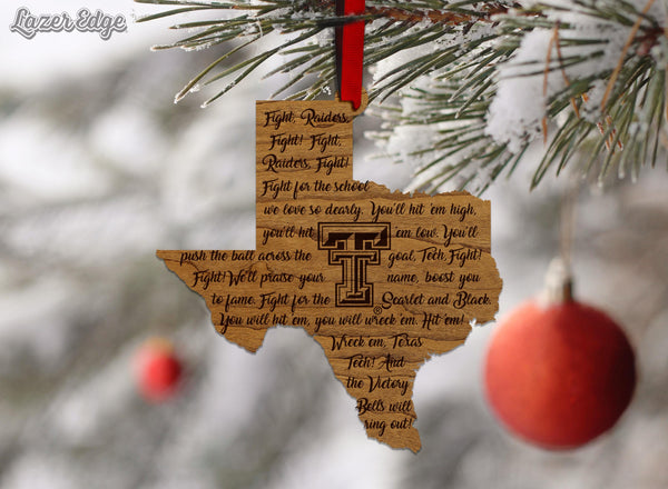 Texas Tech University Fight Song Ornament – Crafted from Cherry and Maple Wood – Texas Tech Red Raiders