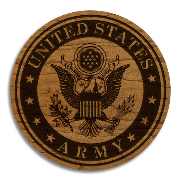 United States Army Seal Coaster - Crafted from Cherry or Maple Wood