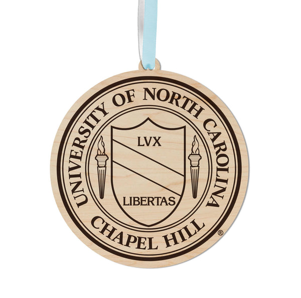 University of North Carolina Chapel Hill Seal Ornament – Crafted from Cherry and Maple Wood – UNC Tar Heels