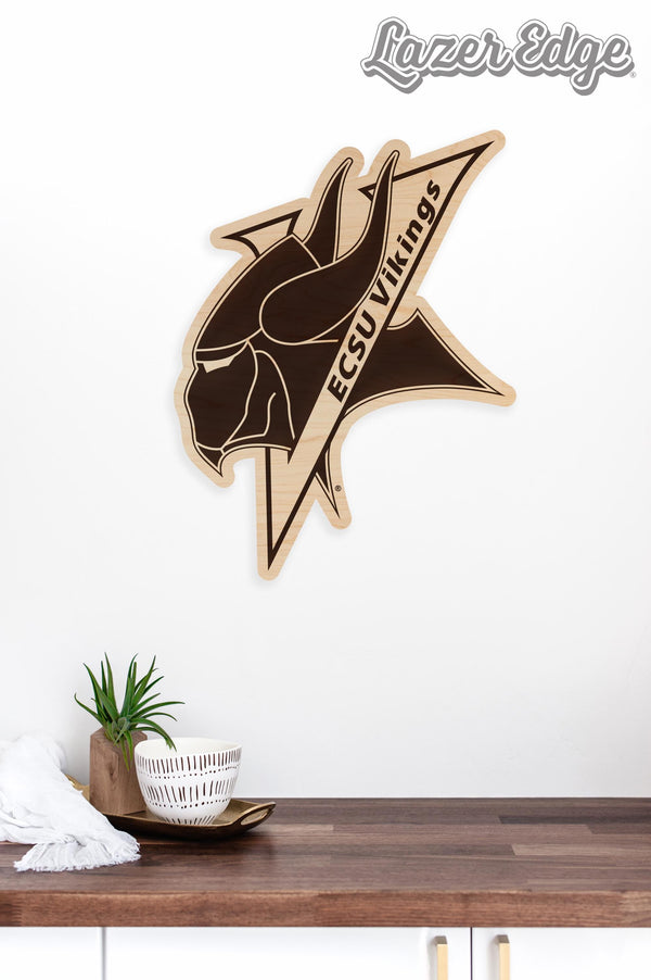 Elizabeth City State University Vikings Logo Wall Hanging - Crafted from Cherry or Maple Wood - ESCU Vikings