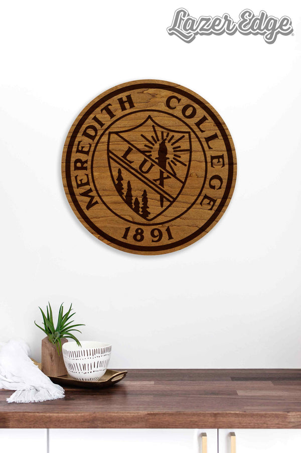 Meredith College Seal Wall Hanging - Crafted from Cherry or Maple Wood - Meredith Avenging Angels