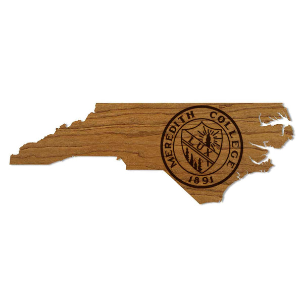 Meredith College Seal on State Wall Hanging - Crafted from Cherry or Maple Wood - Meredith Avenging Angels
