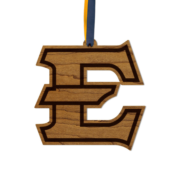 East Tennessee State University Primary Logo Ornament – Crafted from Cherry and Maple Wood – East Tennessee State Buccaneers