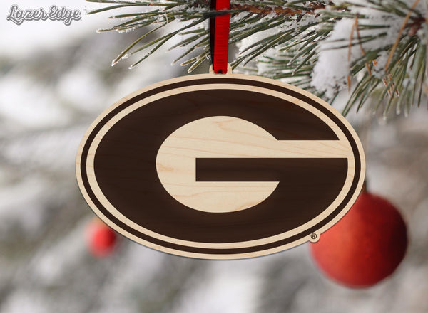 University of Georgia Athletic Logo Ornament - Crafted from Cherry or Maple Wood - Georgia Bulldogs