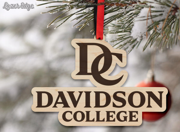 Davidson College Wordmark Ornament – Crafted from Cherry and Maple Wood– Davidson Wildcats