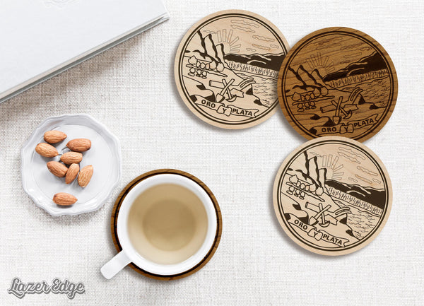 Montana State Flag Coaster - Crafted from Cherry or Maple Wood