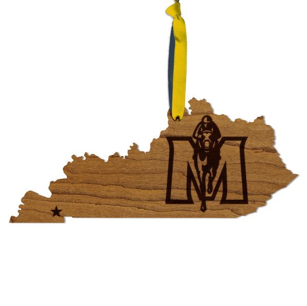 Murray State University Racers on State Ornament – Crafted from Cherry and Maple Wood – Murray State Racers