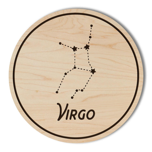 Virgo Constellation Zodiac Coaster – Crafted from Cherry or Maple Wood