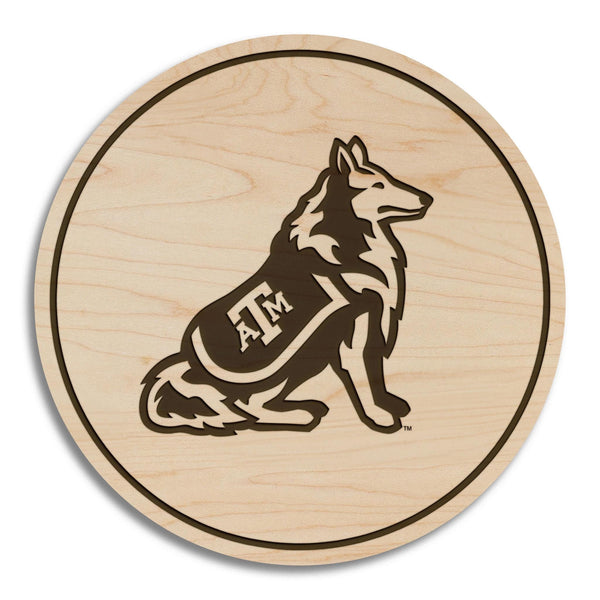 Texas Agricultural and Mechanical University Reveille Dog Coaster – Crafted from Cherry or Maple Wood – Texas A&M Aggies