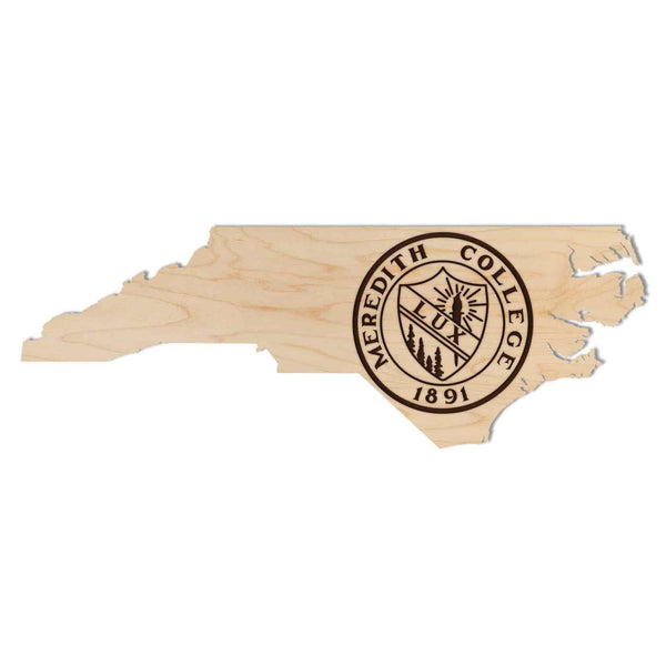 Meredith College Seal on State Wall Hanging - Crafted from Cherry or Maple Wood - Meredith Avenging Angels
