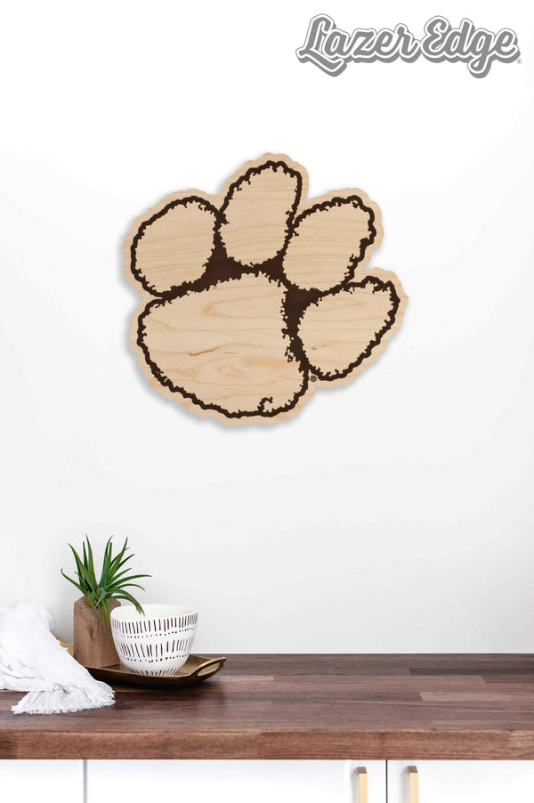 Clemson University Tiger Paw Wall Hanging - Crafted from Cherry or Maple Wood - Clemson Tigers