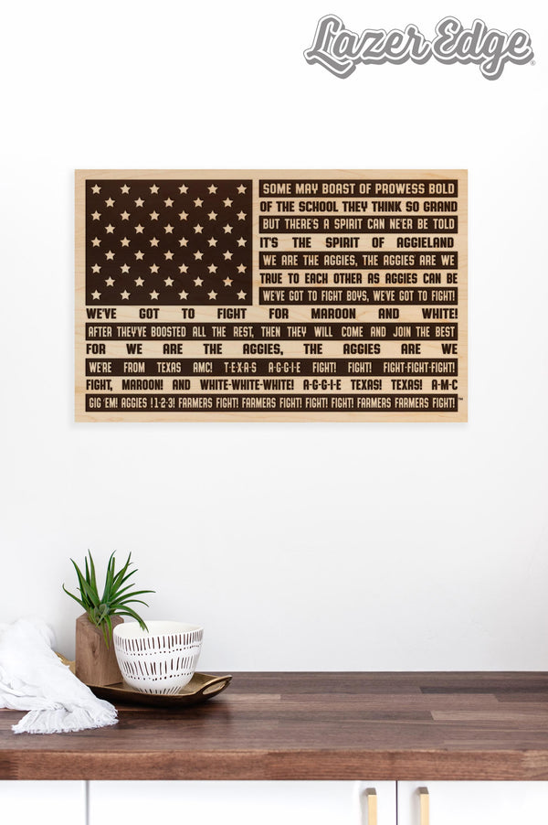 Texas A&M University Fight Song Flag Wall Hanging – Crafted from Cherry and  Maple Wood - TAMU Aggies