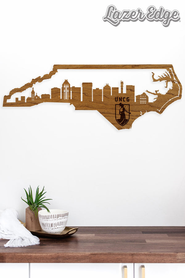 University of North Carolina Greensboro Skyline Wall Hanging – Crafted from Cherry and  Maple Wood