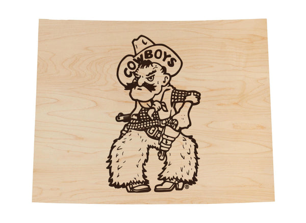 University of Wyoming Cowboys on State Wall Hanging - Crafted from Cherry and Maple Wood - Wyoming Cowboys