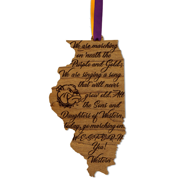 Western Illinois University Fight Song Ornament – Crafted from Cherry and Maple Wood – Western Illinois Leathernecks