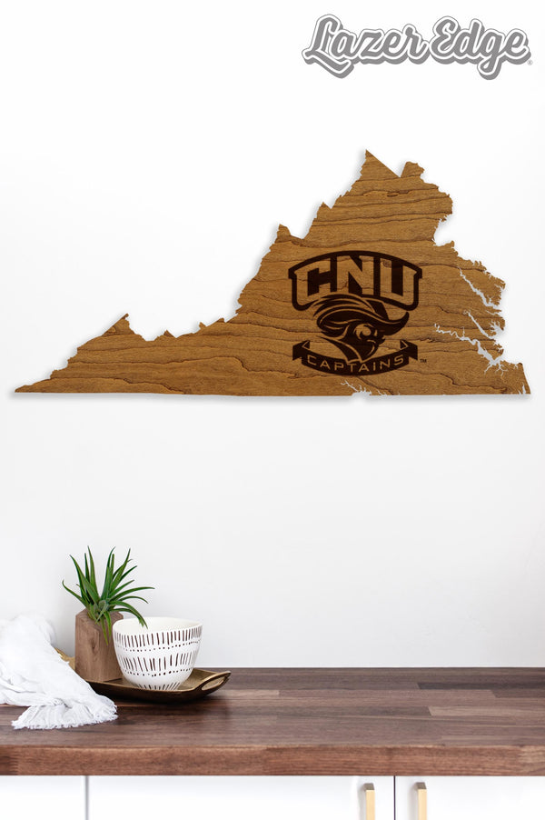 Christopher Newport University Captains on State Wall Hanging - Crafted from Cherry and Maple Wood - CNU Captains
