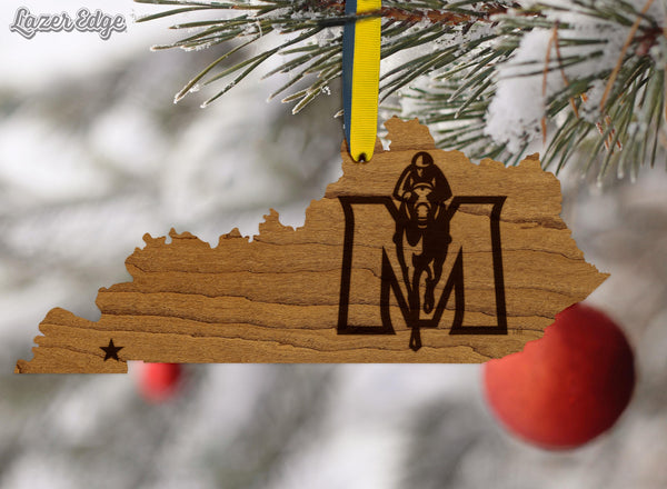 Murray State University Racers on State Ornament – Crafted from Cherry and Maple Wood – Murray State Racers