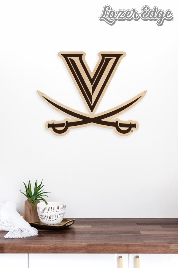 University of Virginia V Sabres Wall Hanging - Crafted from Cherry and Maple Wood - University of Virginia Cavaliers