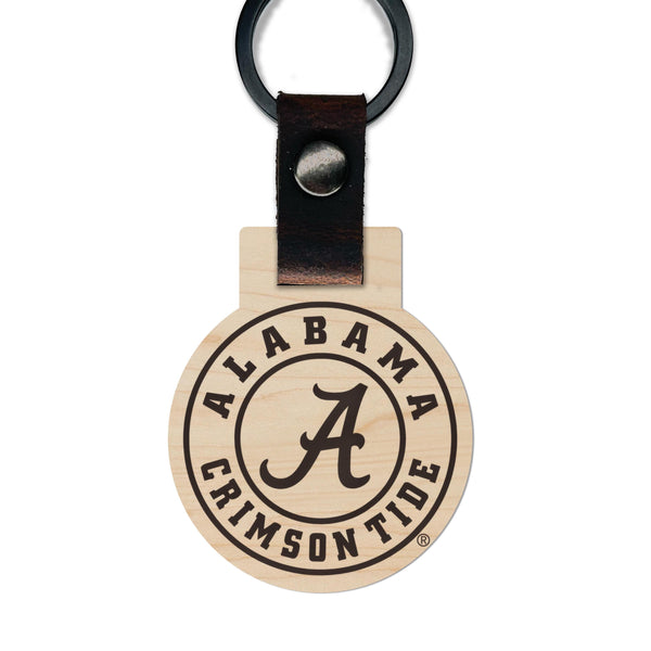 Alabama Crimson Tide Wooden Keychain – Crafted from Cherry or Maple Wood