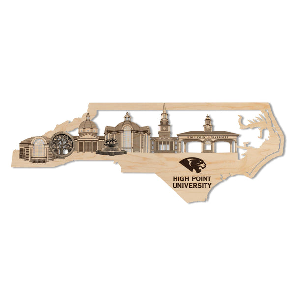 High Point University Skyline Wall Hanging - Crafted from Cherry or Maple Wood