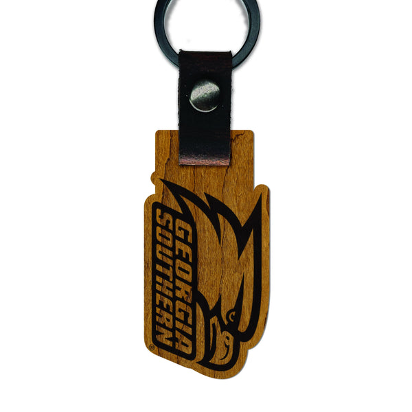 Georgia Southern Eagles Wooden Keychain – Crafted from Cherry or Maple Wood