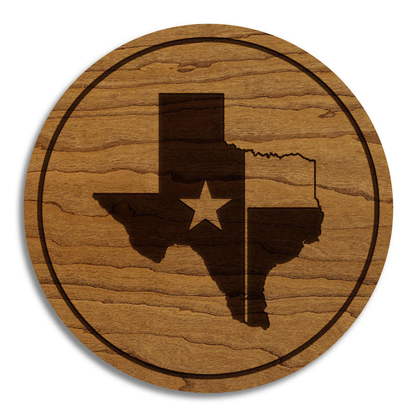 Texas State Flag Coaster - Crafted from Cherry or Maple Wood