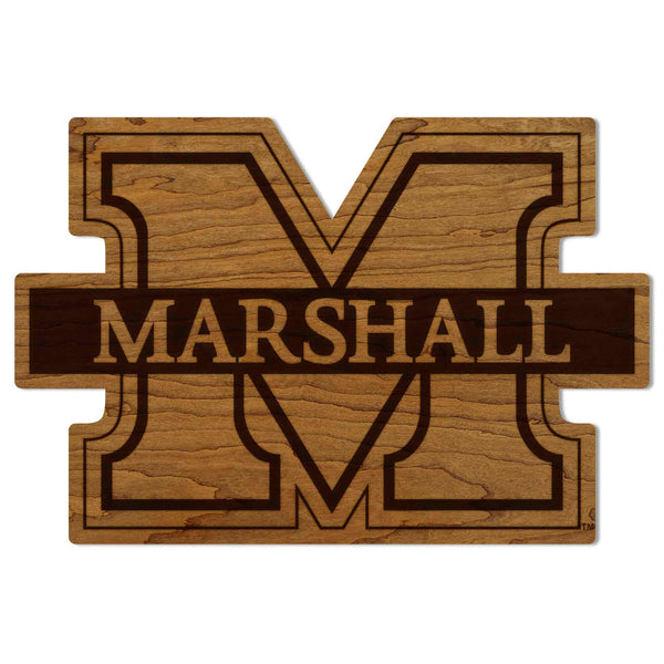 Marshall University Logo Wall Hanging - Crafted from Cherry or Maple Wood - Marshall Bisons