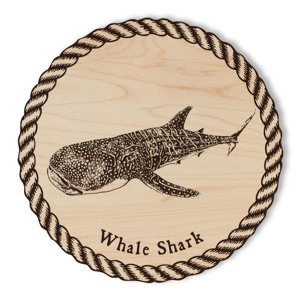 Whale Shark Wooden Coaster - Crafted from Cherry or Maple Wood