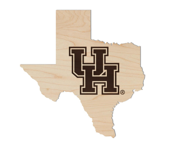 University of Houston UH on State Magnet - Crafted from Cherry or Maple Wood - Houston Cougars